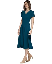 Calvin Klein Women's V-neck Tulip-sleeve Dress