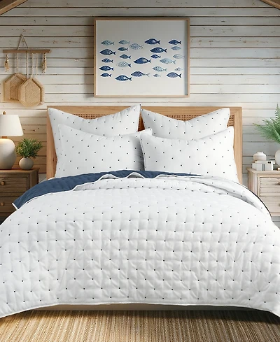 Levtex Embroidered Swiss Dot Stitching 3-Pc. Quilt Set, King/California King