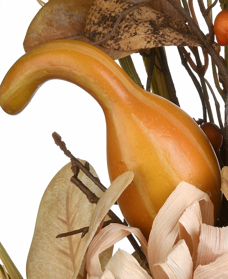 National Tree Company 28" Artificial Autumn Bouquet, Set of Two, Decorated with Gourds, Berry Clusters, Pinecones, Assorted Leaves, Autumn Collection