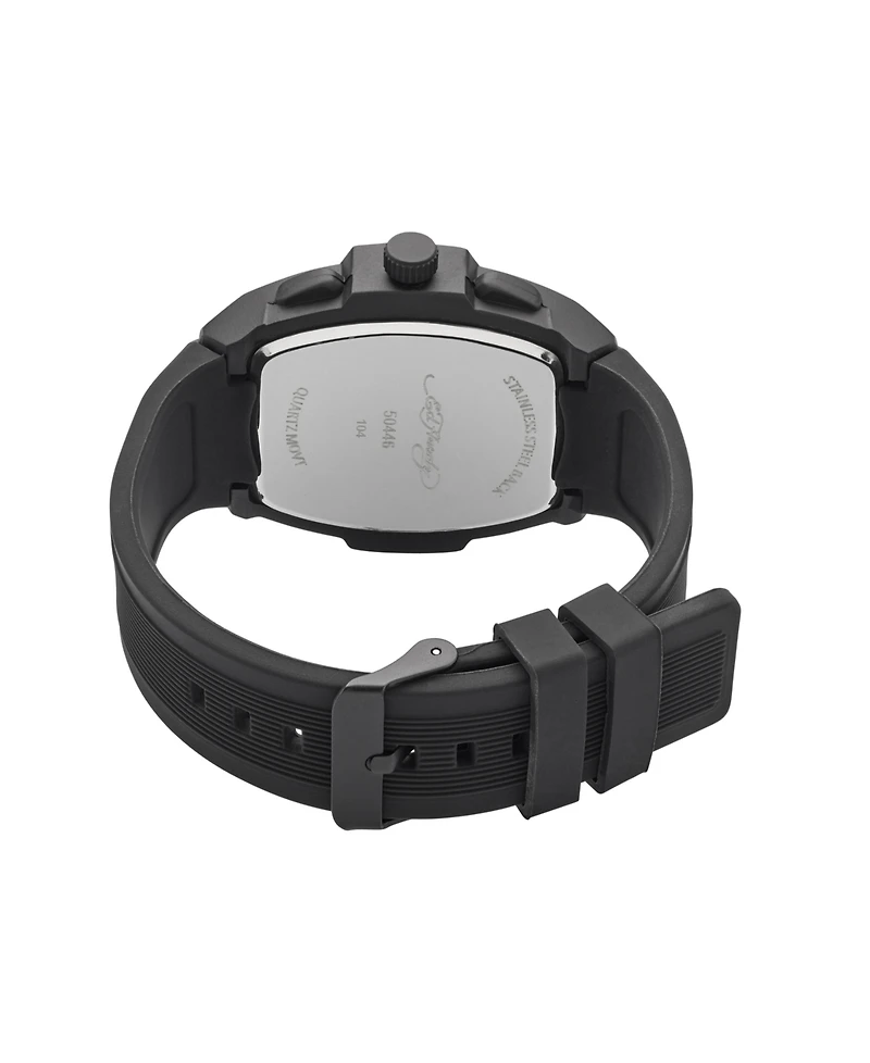 Ed Hardy Men's Black Textured Silicone Strap Watch 48mm