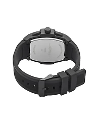 Ed Hardy Men's Black Textured Silicone Strap Watch 48mm