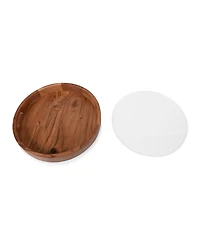 Toscana Barista Acacia Wood Glass Serving Tray