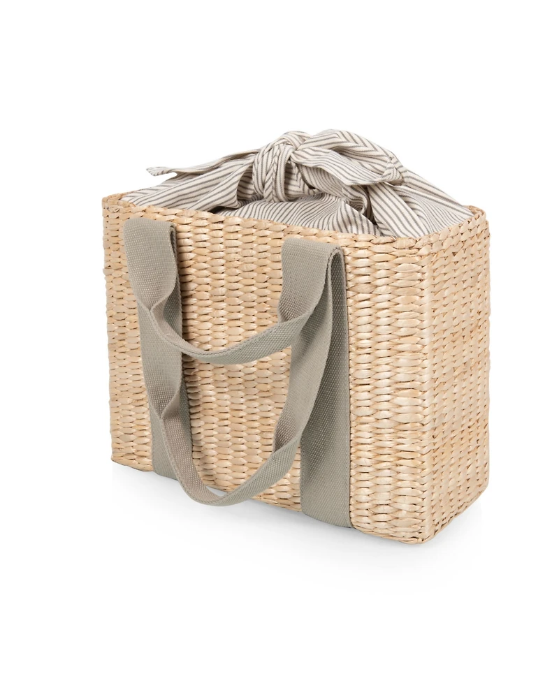 Picnic Time Parisian Woven Seagrass Insulated Tote Bag