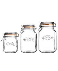 Kilner Set of 3 Square Clip Top Jars