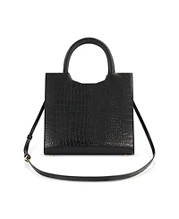 Crocodile Leather Buckle Detail Medium Tote Bag