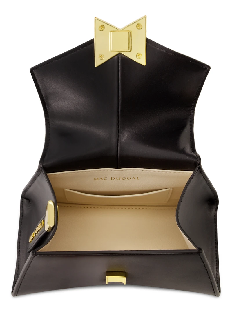 Gold Hardware Detail Angular Mini Leather Handbag