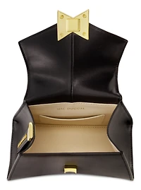 Gold Hardware Detail Angular Mini Leather Handbag