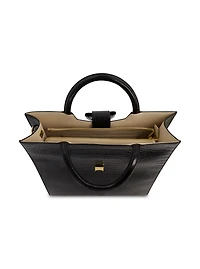 Mac Duggal Crocodile Leather Buckle Detail Maxi Tote Bag
