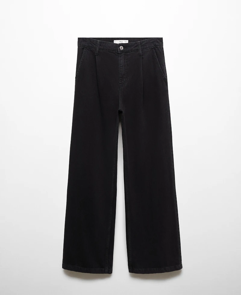 Mango Women's Straight Pleated Jeans