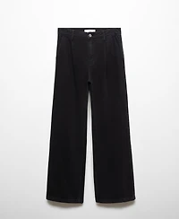 Mango Women's Straight Pleated Jeans