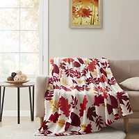 Kate Aurora Living Ultra Soft & Plush Fall Autumn Leaves Hypoallergenic Fleece Throw Blanket Cover