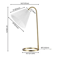 Jonathan Y Callie 22" Modern Glam Metal Arc Adjustable Head Led Table Lamp with Pleated Shade, Brass Gold/White