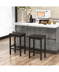 Set of 2 Rubber Wood Bar Stools 24" Counter Height Stool with Padded Seat