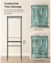 Slickblue Metal Clothing Racks, Heavy-Duty Garment Rack with Adjustable Wire Shelves, Hanging Rods, Hooks
