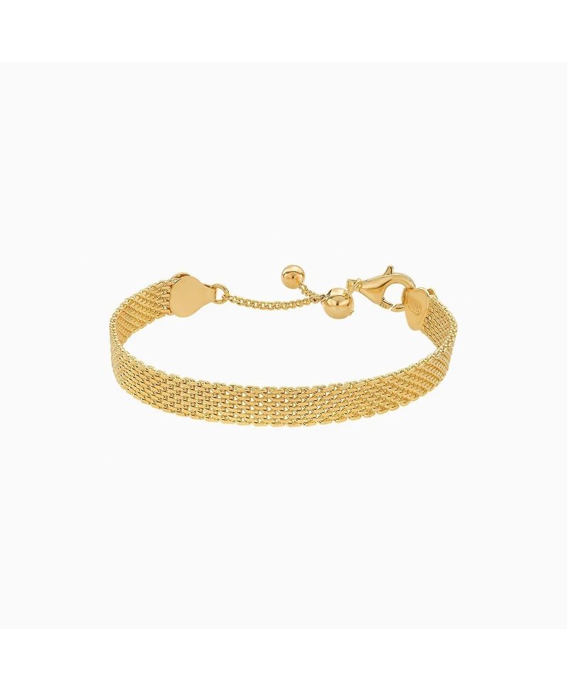 Bearfruit Jewelry Sterling Silver 18k Gold Plated Mash Chain Adjustable Bracelet