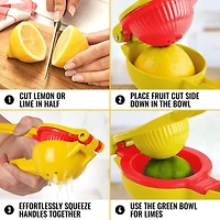 Metal 2-In-1 Lemon Squeezer Manual - Sturdy, Max Extraction Hand Juicer Gets Every Last Drop