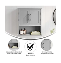 Merrick Lane Vigo Wall Mounted Bathroom Medicine Cabinet With Adjustable Cabinet Shelf, Lower Open Shelf, And Magnetic Closure Doors