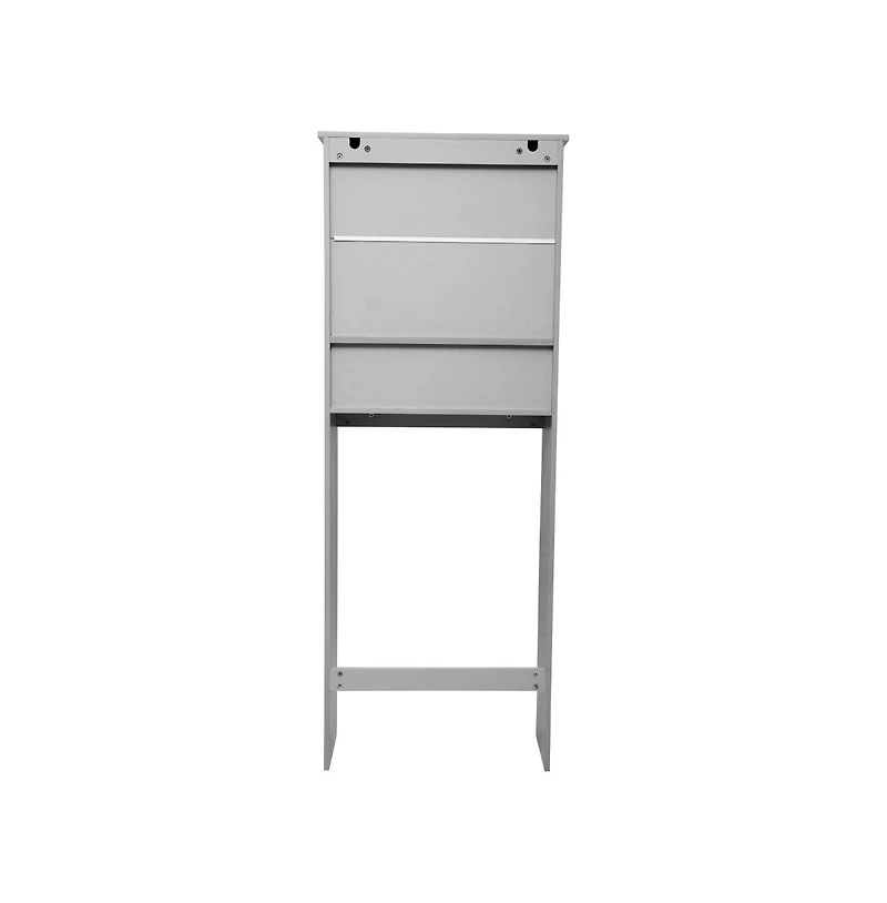 Merrick Lane Vigo Over The Toilet Bathroom Organizer With Shelves And Magnetic Closure Doors