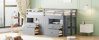 Simplie Fun Twin Loft Bed With 4 Drawers, Underneath Cabinet And Shelves, Espresso
