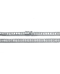 Sterling Silver White Gold Plated with Cubic Zirconia Princess Eternity Tennis Necklace