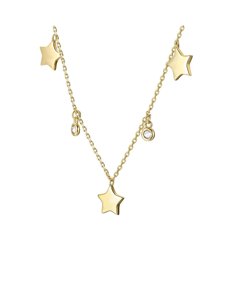 GiGiGirl 14k Gold Plated with Cubic Zirconia Droplets & Star Charm Station Necklace