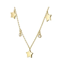 GiGiGirl 14k Gold Plated with Cubic Zirconia Droplets & Star Charm Station Necklace