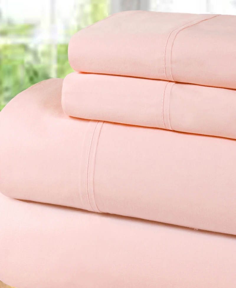 Superior Solid 300-Thread Count Cotton Percale Deep Pocket Sheet Set, California King