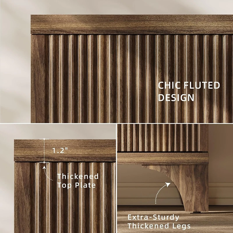 Sugift Modern Farmhouse Tv Stand, 2-Door Tv Cabinet for Tv up to 65"