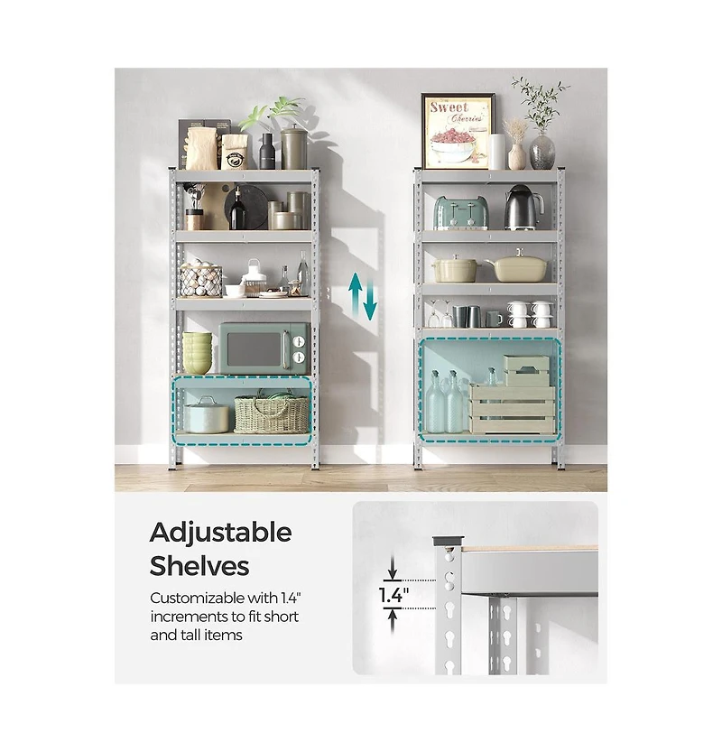 Slickblue 5-Tier Storage Shelves, Garage Storage, Boltless Assembly, Adjustable Shelving Unit
