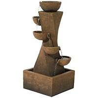 Cascading Bowls 27 1/2" High Large Modern Zen Indoor Outdoor Decor Faux Stone Floor Fountain with Light Led