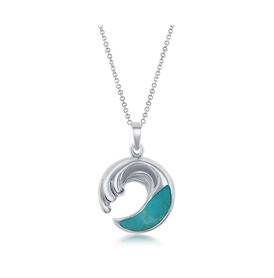 Sterling Silver Wave Turquoise Pendant