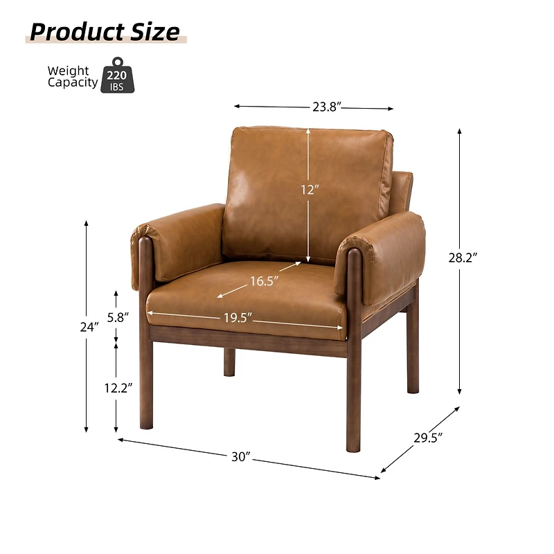 Hulala Home Modern Armchair with Solid Wood Legs