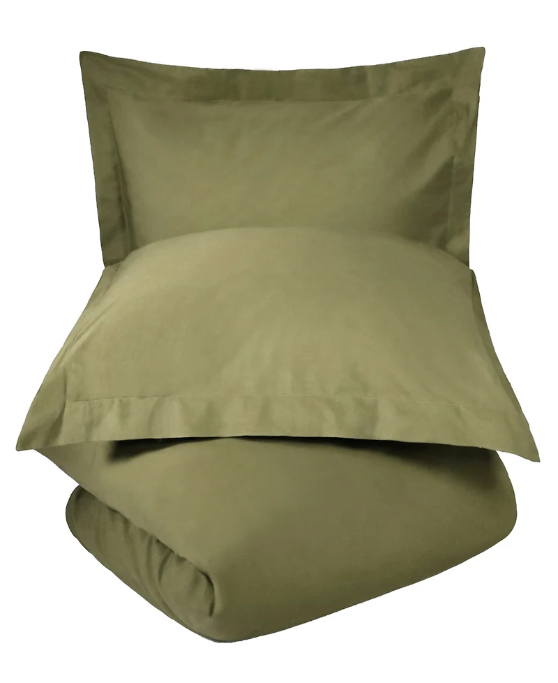 Superior Cotton Percale 300 Thread Count Solid Lightweight Duvet Cover Set