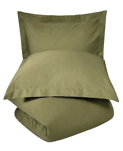 Superior Cotton Percale 300 Thread Count Solid Lightweight Duvet Cover Set