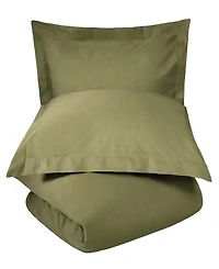 Superior Cotton Percale 300 Thread Count Solid Lightweight Duvet Cover Set