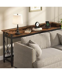 Tribesigns Sofa Table with Outlets and Usb Ports, 70.9 inch Extra Long Console Table Behind Couch with Charging Station, Industrial Narrow Entryway Ha