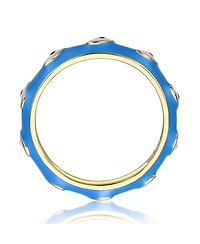 GiGiGirl Kids/Teens 14k Yellow Gold Plated Bamboo White Evil Eye Enamel Slim Stacking Band Ring