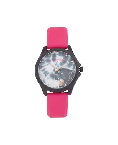 Ed Hardy Women's Quartz Matte Fuchsia Silicone Strap Analog Watch 38mm