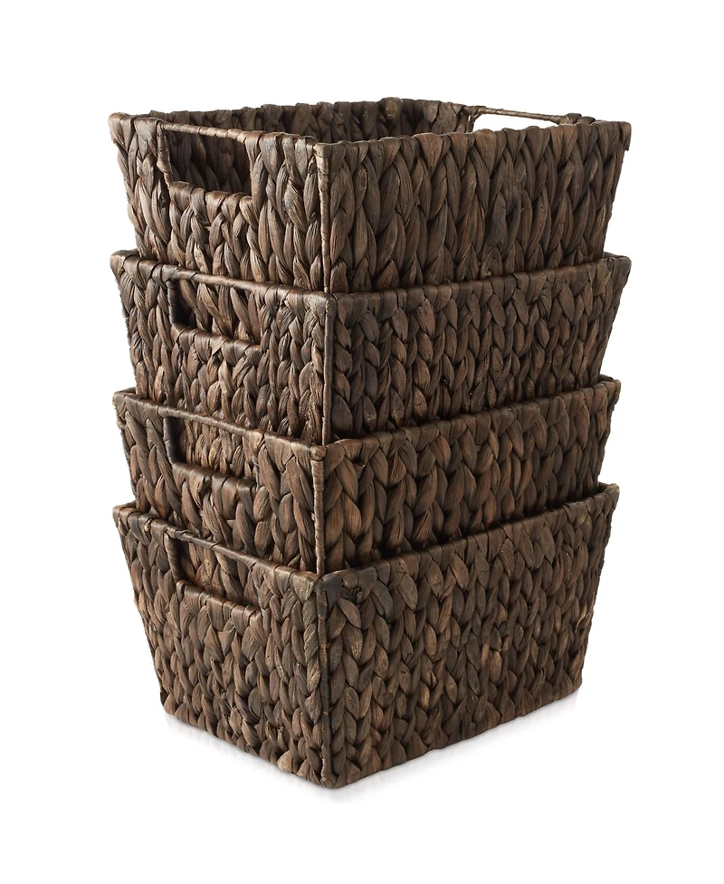 Casafield Set of 4 Water Hyacinth Storage Baskets with Handles