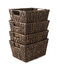 Casafield Set of 4 Water Hyacinth Storage Baskets with Handles