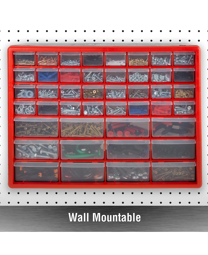 Stalwart 44 Drawer Storage Cabinet-Plastic Organizer with 12 Large & 32 Small Compartments-Desktop or Wall Mount for Hardware, Parts, Crafts & More by