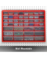 Stalwart 44 Drawer Storage Cabinet-Plastic Organizer with 12 Large & 32 Small Compartments-Desktop or Wall Mount for Hardware, Parts, Crafts & More by