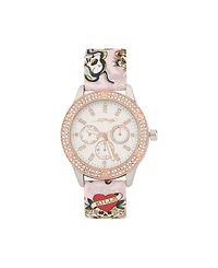 Ed Hardy Women's Quartz Matte Pink Silicone Strap Analog Watch 38mm
