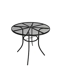 Mondawe Steel Mesh Table Round Circle Dining Table With Umbrella Hole For Patios