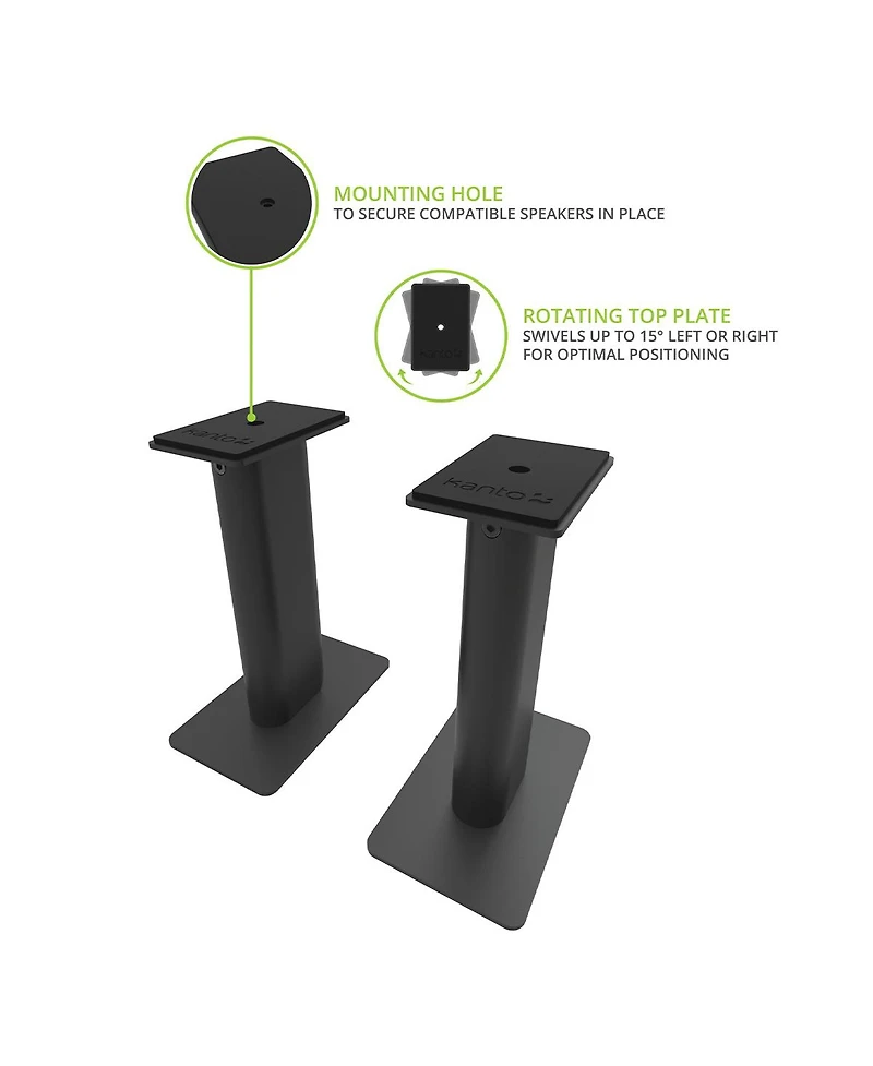 Kanto SP9 9" Universal Desktop Speaker Stands with Rotating Top Plates and Cable Management - Pair