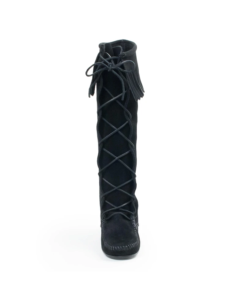 Minnetonka Women's Suede Front Lace Knee High Boots
