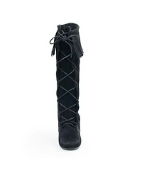 Minnetonka Women's Suede Front Lace Knee High Boots