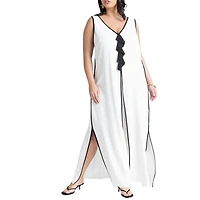 Eloquii Women's V Neck Gauze Maxi Dress