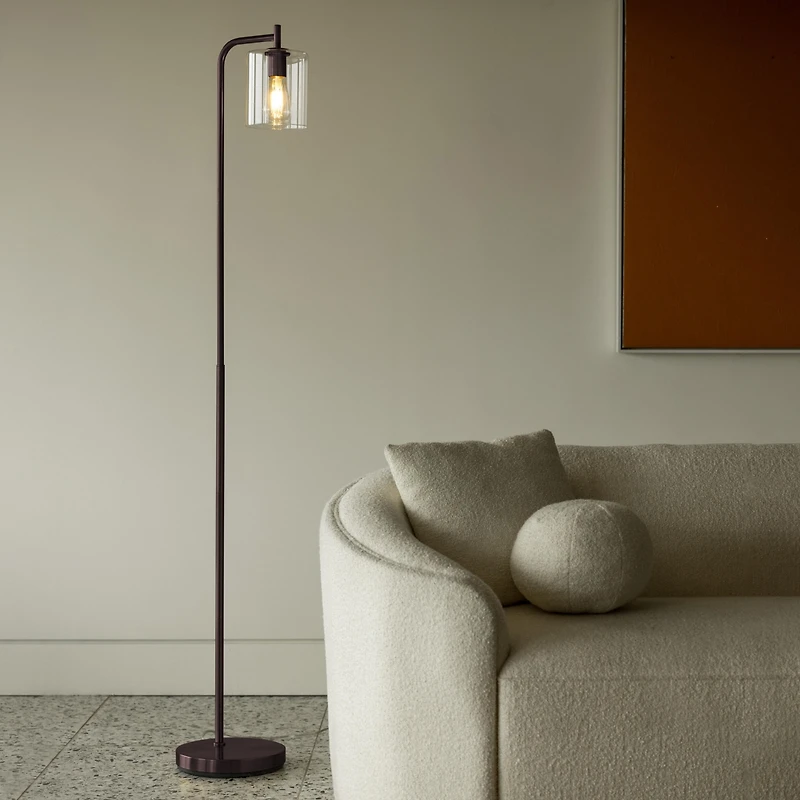 Elizabeth Modern Led Gold Floor Lamp with Glass Shade (66"), Edison Bulb Included