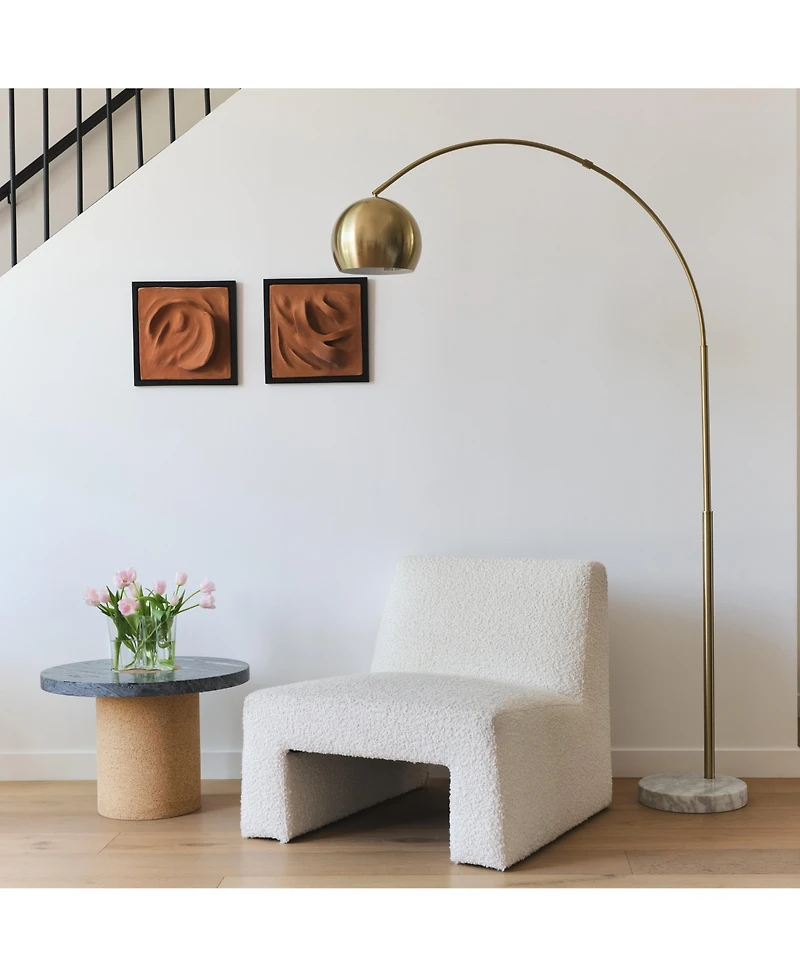 Olivia Led Contemporary Arc Floor Lamp with Heavy-Weighted Marble Base (75"), Bulb Included